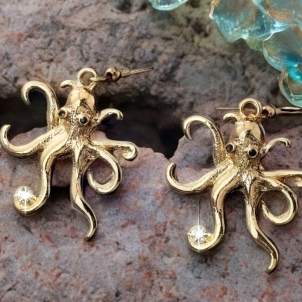 MODCLOTH OLLIE THE OCTOPUS RHINESTONE EARRINGS 1